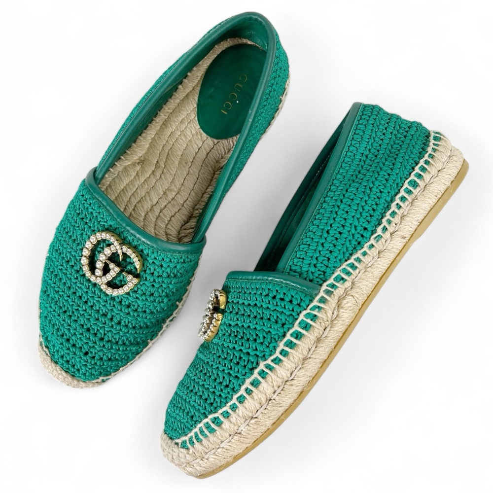 Gucci Teal Crochet Espadrilles